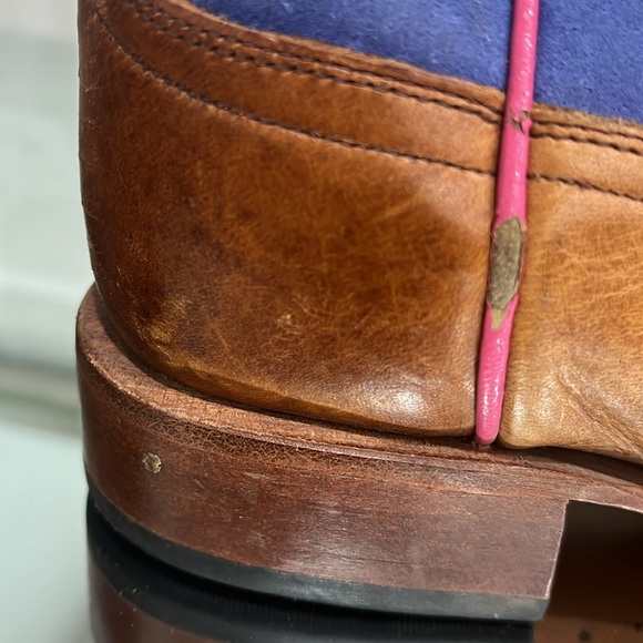 Macie Bean Western Boots Leather Blue  Polkadot Pink Tan 5 - Picture 16 of 16